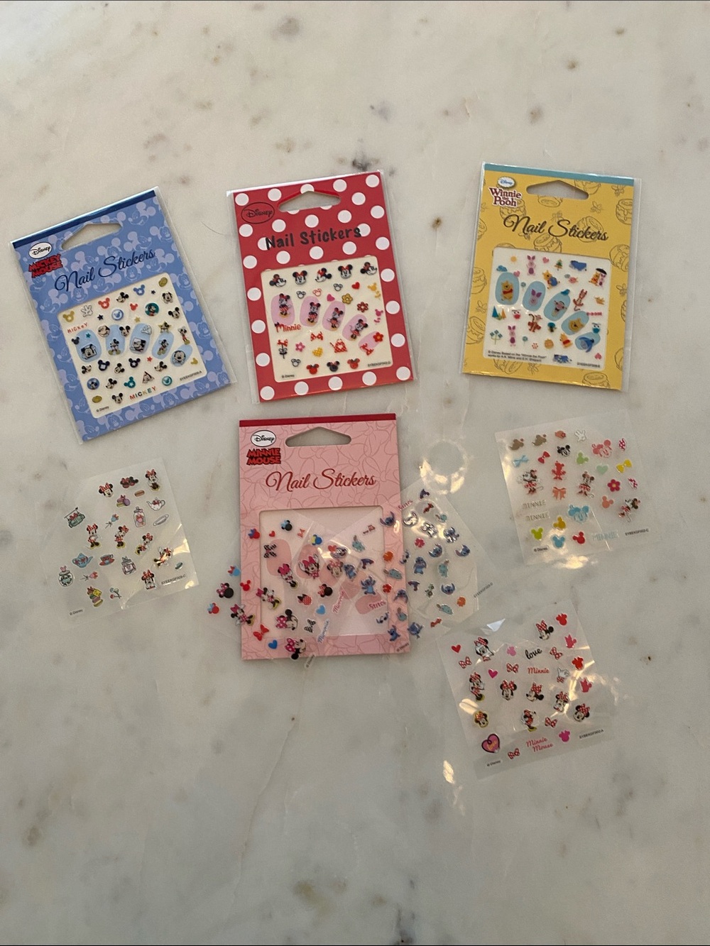 Disney Mickey Mouse, Minnie Mouse, Winnie the Pooh and Stitch Nail Stickers